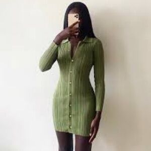 Meshki Ribbed Button-Up Dress XS